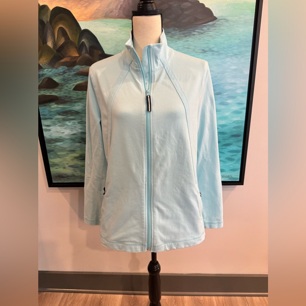 T by Talbots Everyday Stretch Jacket Size L Powder Bue
